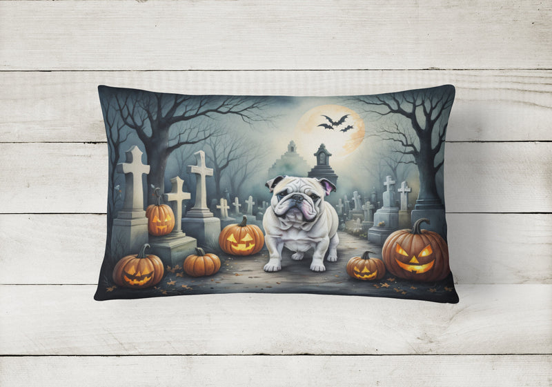 English Bulldog Spooky Halloween Fabric Decorative Pillow