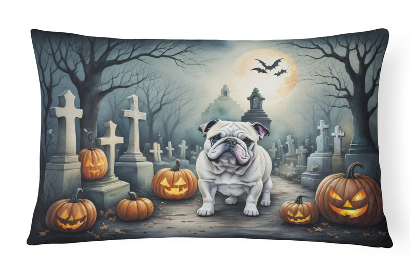 English Bulldog Spooky Halloween Fabric Decorative Pillow