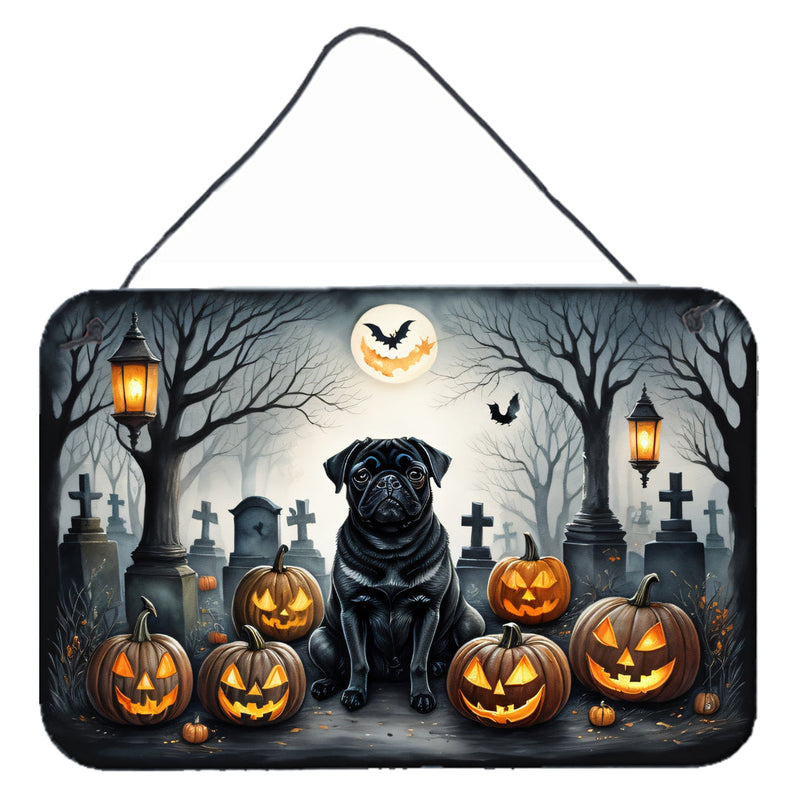 Black Pug Spooky Halloween Wall or Door Hanging Prints