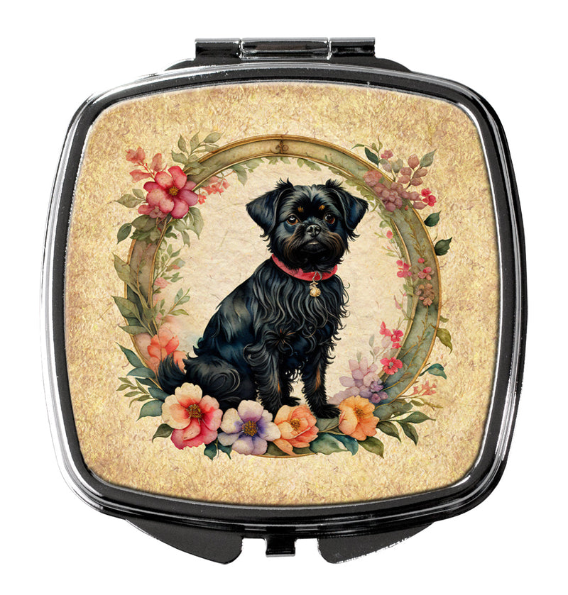 Affenpinscher and Flowers Compact Mirror