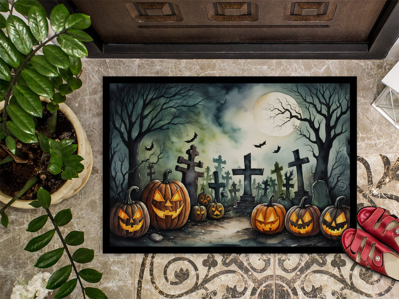 Graveyard Spooky Halloween Indoor or Outdoor Mat 24x36