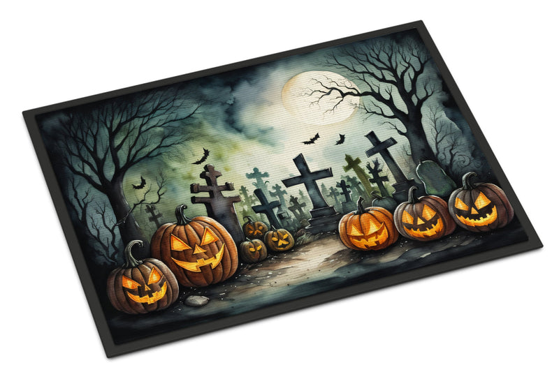 Graveyard Spooky Halloween Indoor or Outdoor Mat 24x36