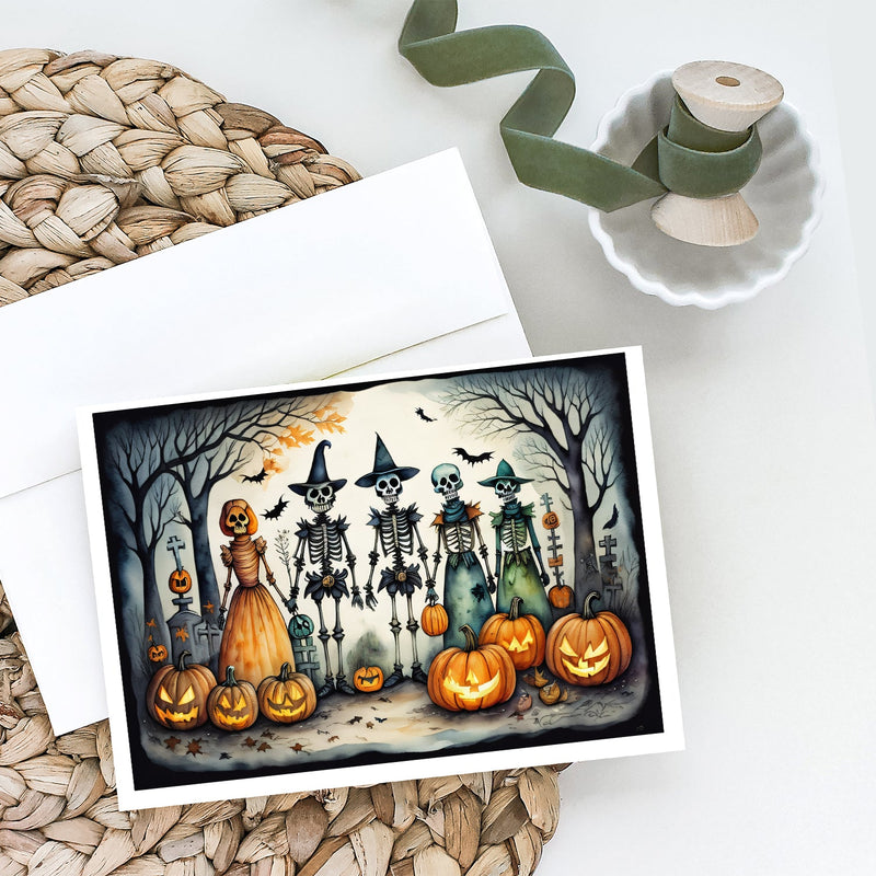 Calacas Skeletons Spooky Halloween Greeting Cards and Envelopes Pack of 8