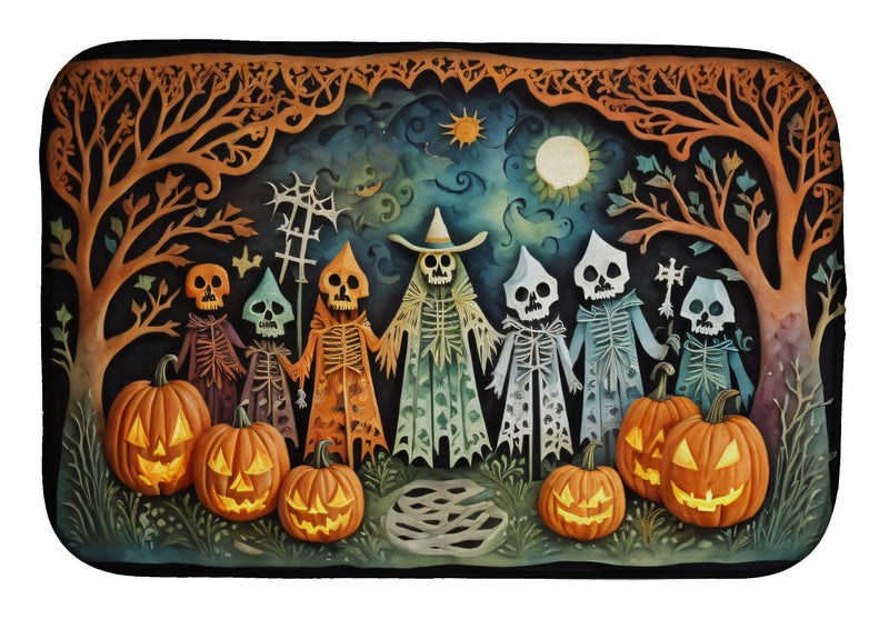 Papel Picado Skeletons Spooky Halloween Dish Drying Mat