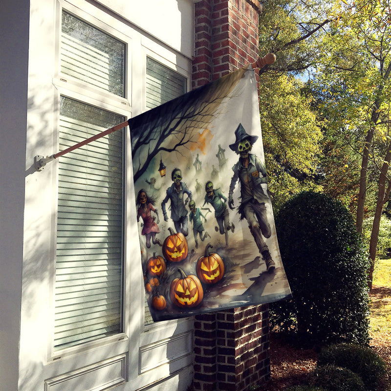 Zombies Spooky Halloween House Flag