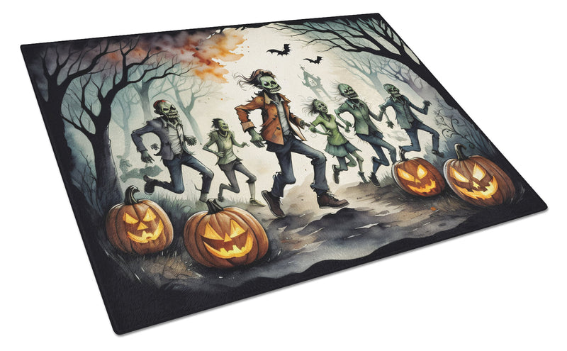 Zombies Spooky Halloween Glass Cutting Board Large