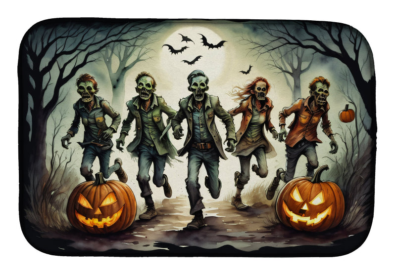 Zombies Spooky Halloween Dish Drying Mat