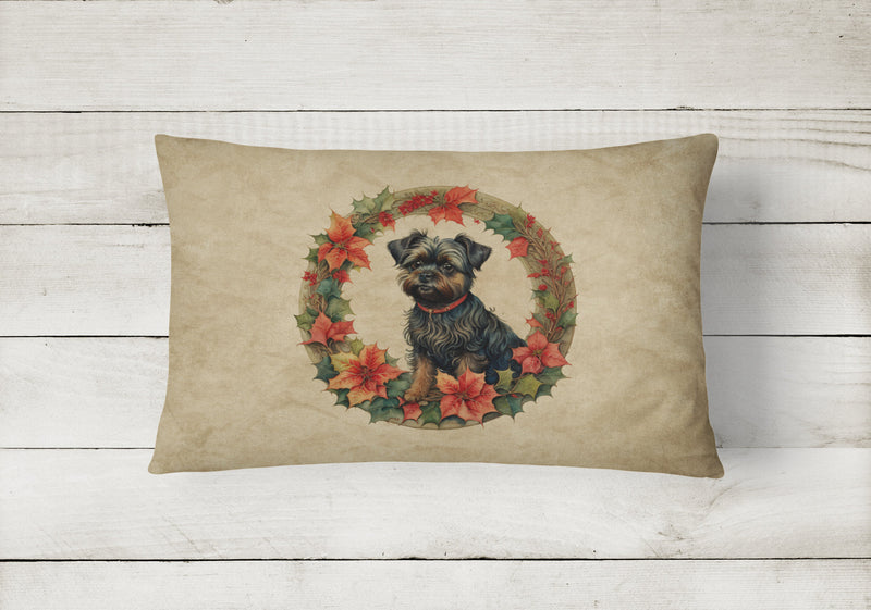 Affenpinscher Christmas Flowers Throw Pillow