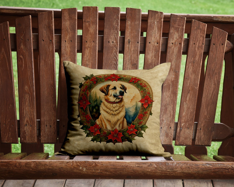 Anatolian Shepherd Dog Christmas Flowers Throw Pillow