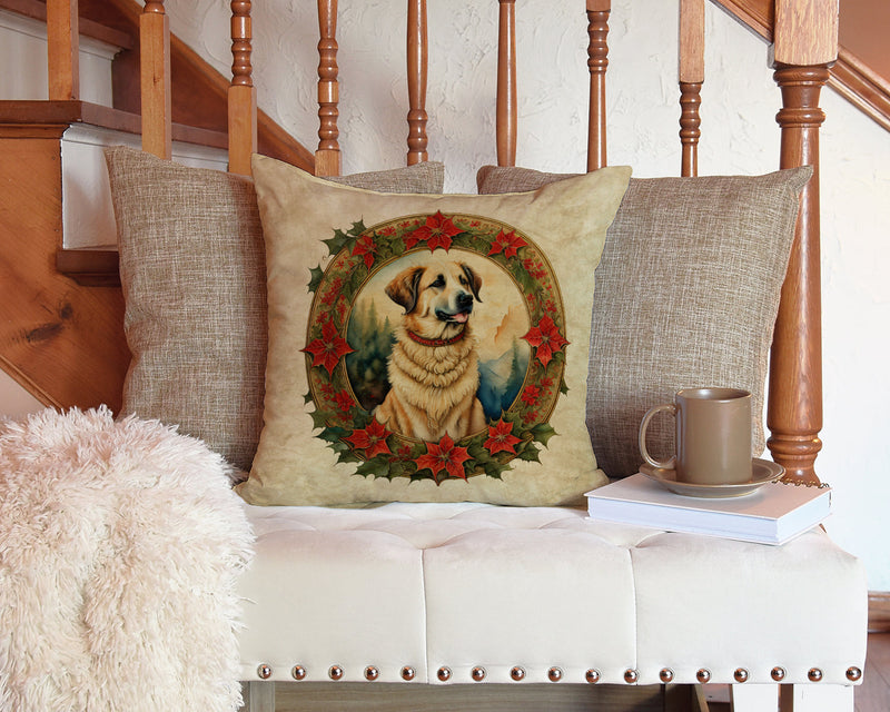 Anatolian Shepherd Dog Christmas Flowers Throw Pillow