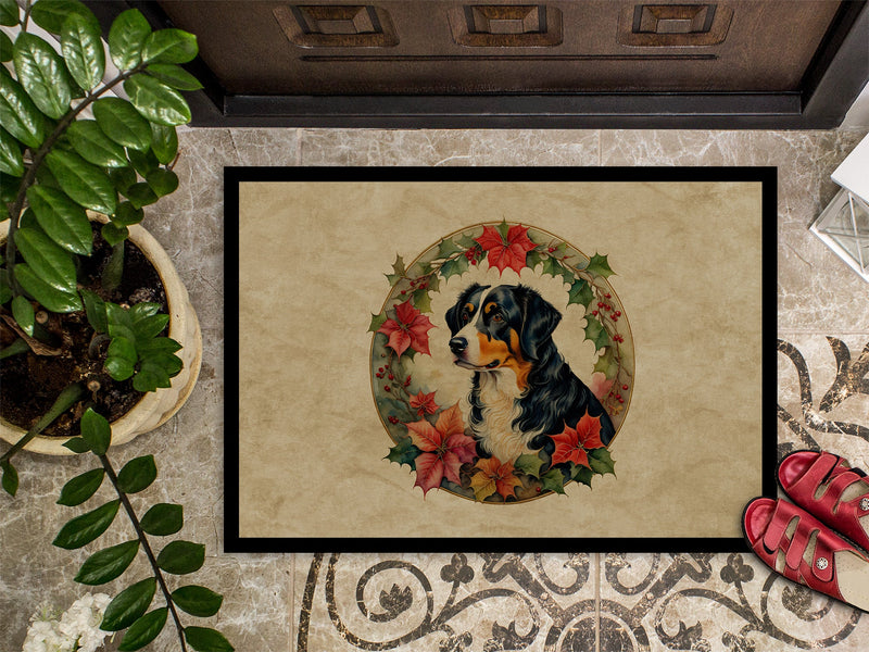 Appenzeller Sennenhund Christmas Flowers Doormat