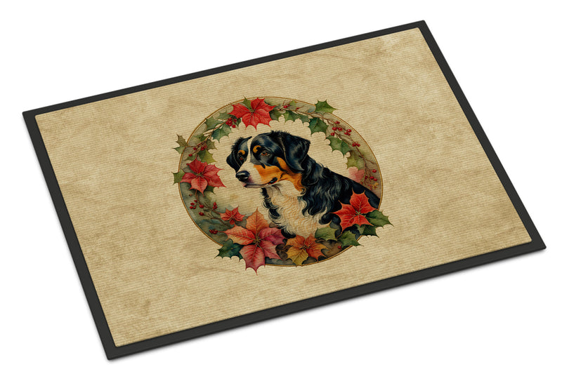 Appenzeller Sennenhund Christmas Flowers Doormat