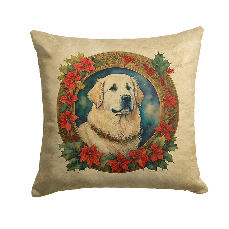 Great Pyrenees Christmas Flowers Throw Pillow