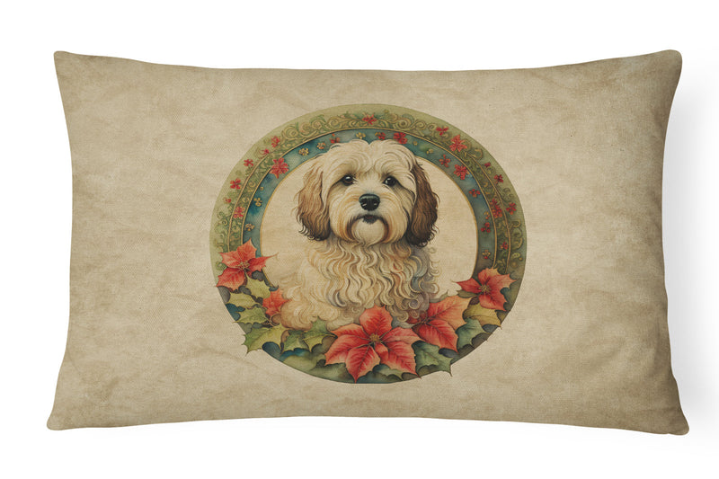 Havanese Christmas Flowers Throw Pillow