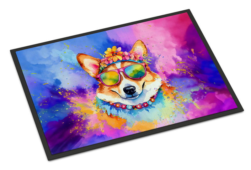 Corgi Hippie Dawg Doormat