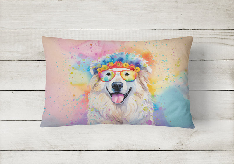 Great Pyrenees Hippie Dawg Fabric Decorative Pillow