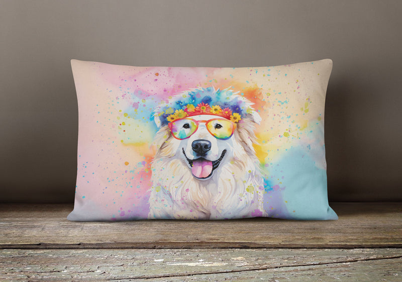 Great Pyrenees Hippie Dawg Fabric Decorative Pillow