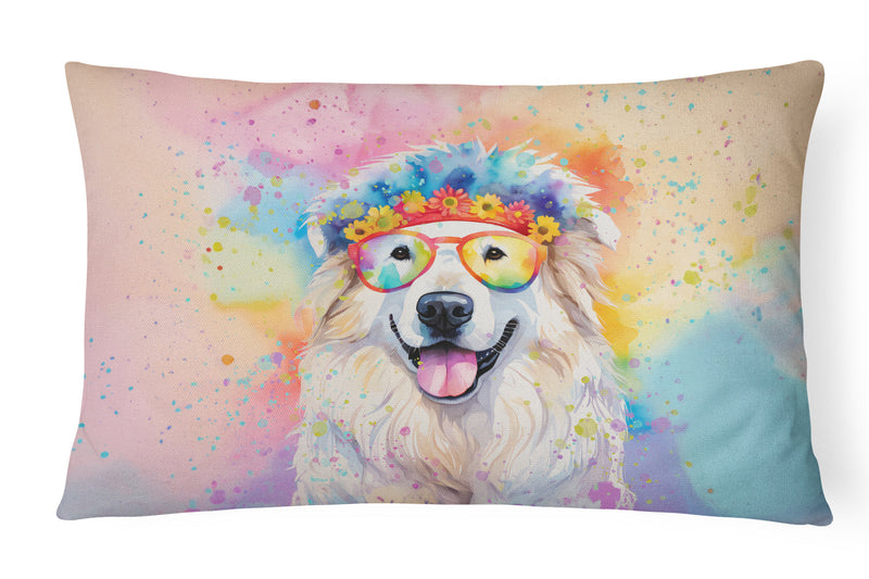 Great Pyrenees Hippie Dawg Fabric Decorative Pillow