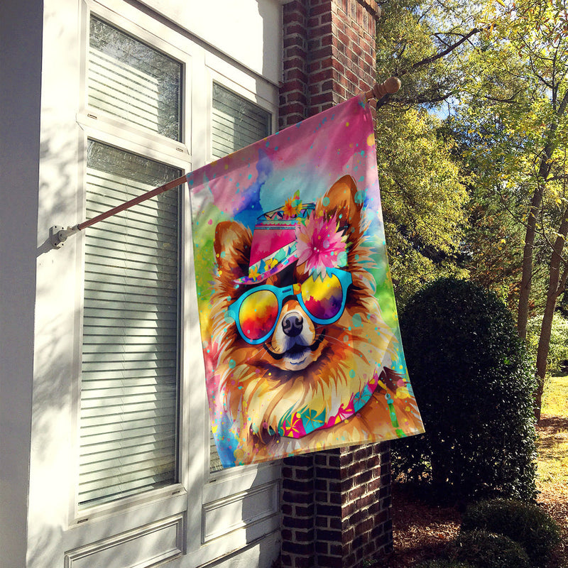 Pomeranian Hippie Dawg House Flag