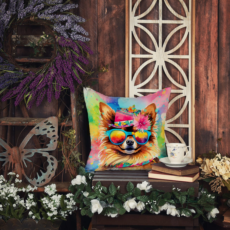 Pomeranian Hippie Dawg Fabric Decorative Pillow