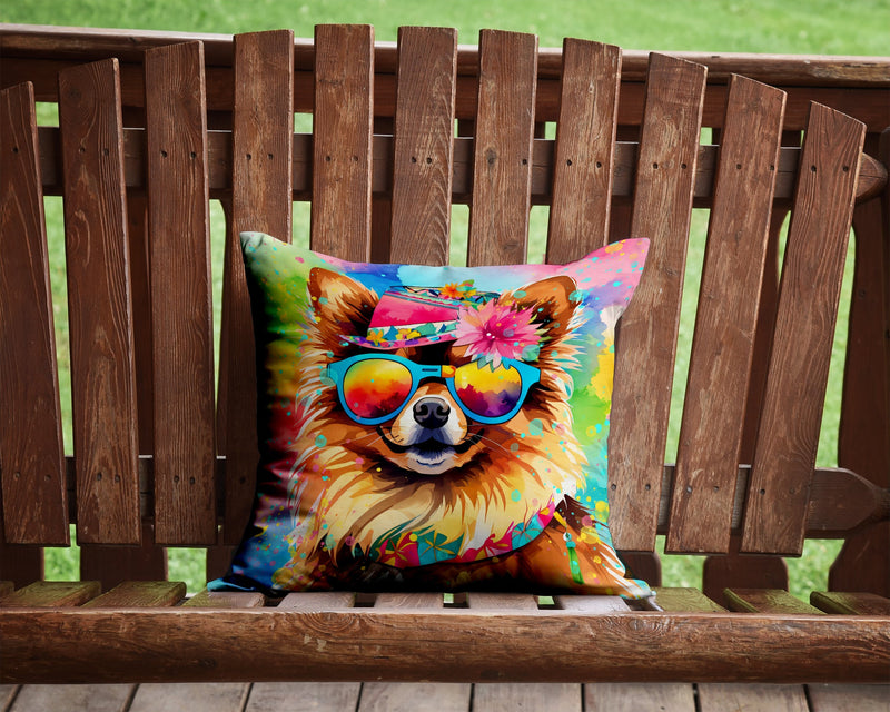 Pomeranian Hippie Dawg Fabric Decorative Pillow