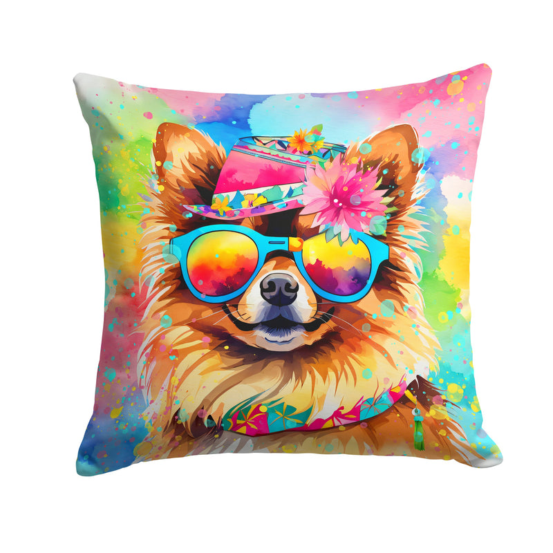 Pomeranian Hippie Dawg Fabric Decorative Pillow