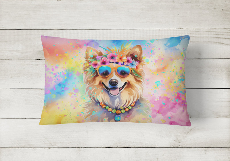 Pomeranian Hippie Dawg Fabric Decorative Pillow