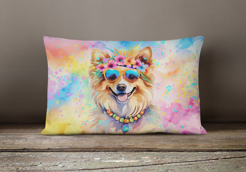 Pomeranian Hippie Dawg Fabric Decorative Pillow