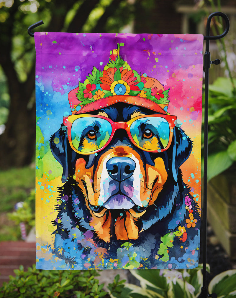 Rottweiler Hippie Dawg Garden Flag