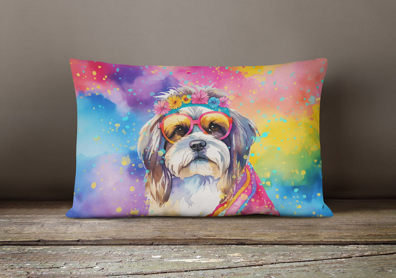 Shih Tzu Hippie Dawg Fabric Decorative Pillow