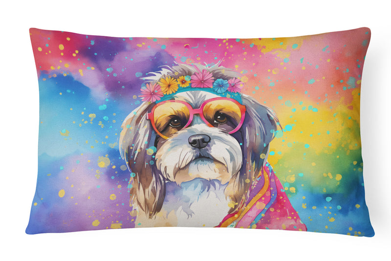 Shih Tzu Hippie Dawg Fabric Decorative Pillow