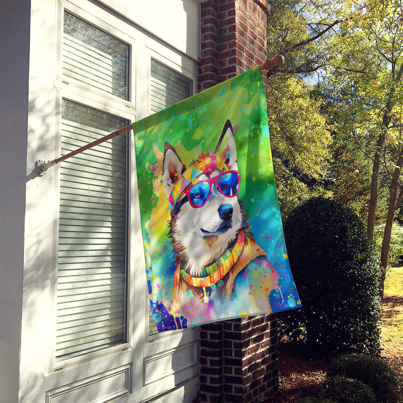 Siberian Husky Hippie Dawg House Flag