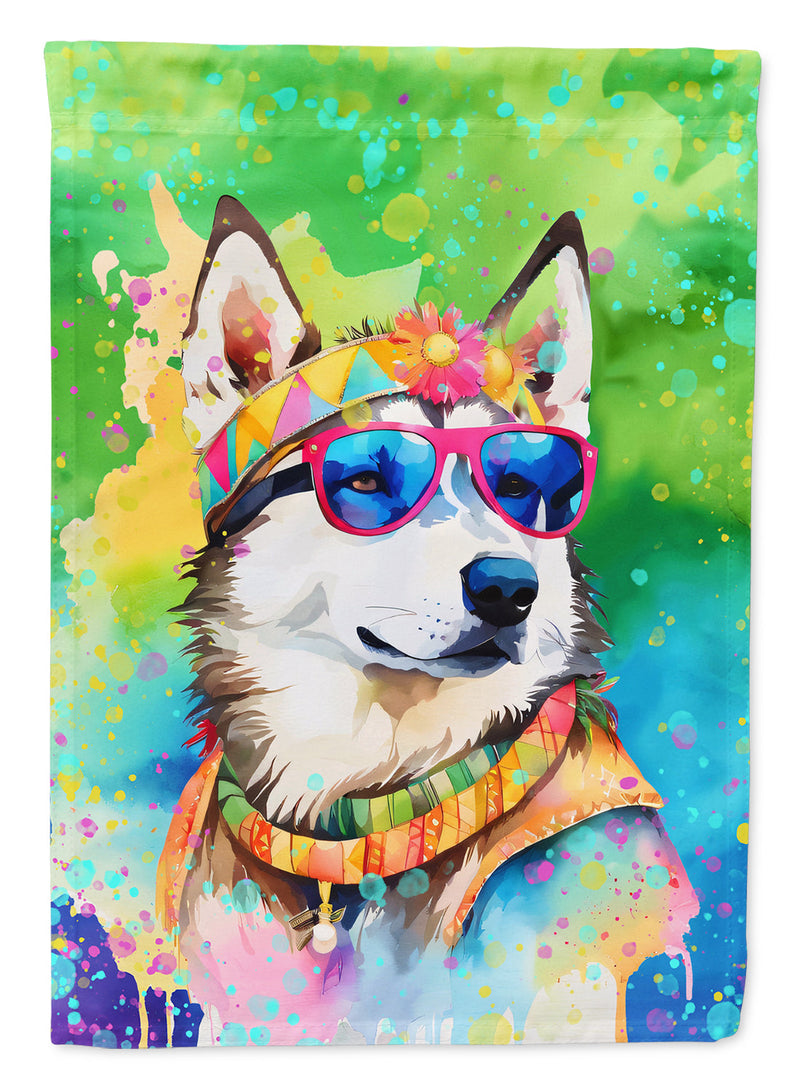 Siberian Husky Hippie Dawg House Flag