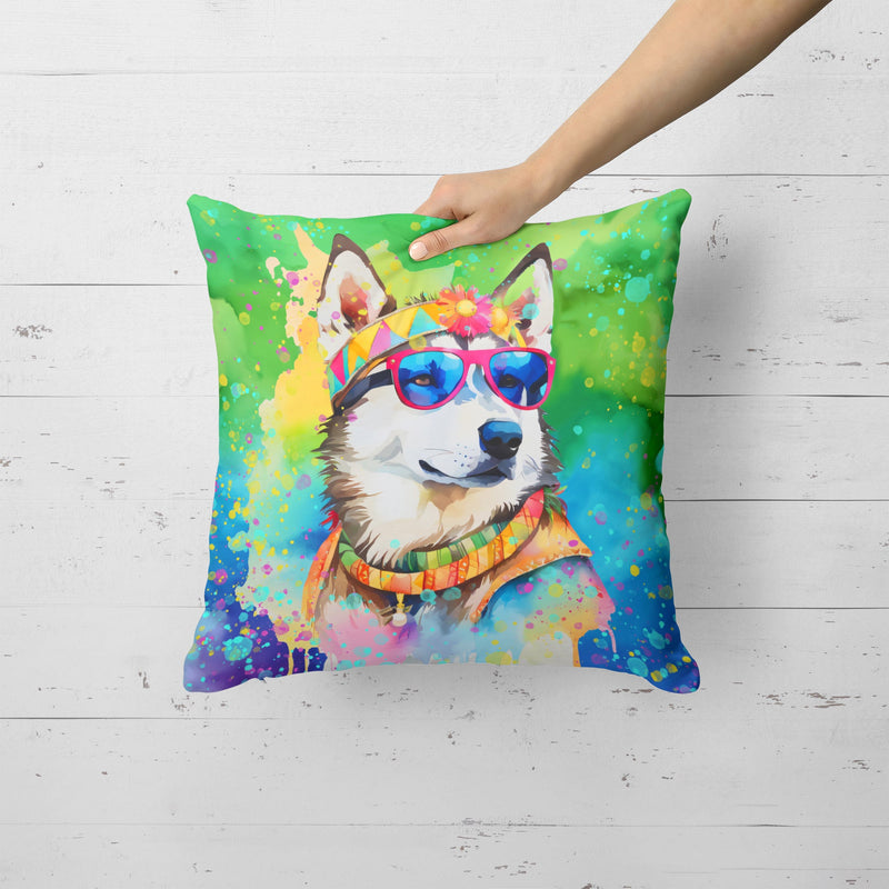 Siberian Husky Hippie Dawg Fabric Decorative Pillow