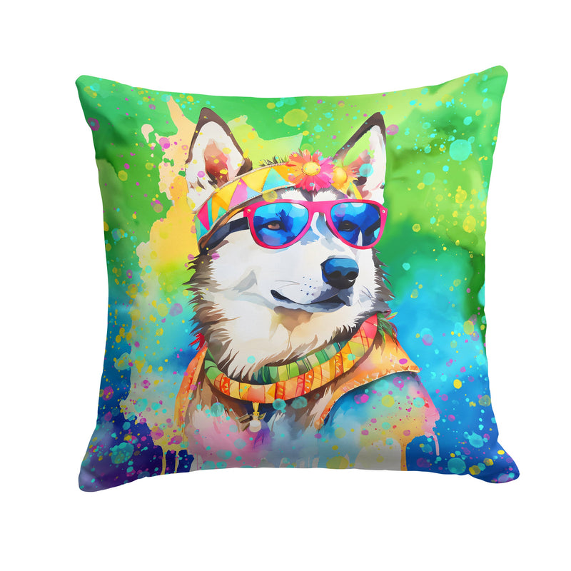 Siberian Husky Hippie Dawg Fabric Decorative Pillow