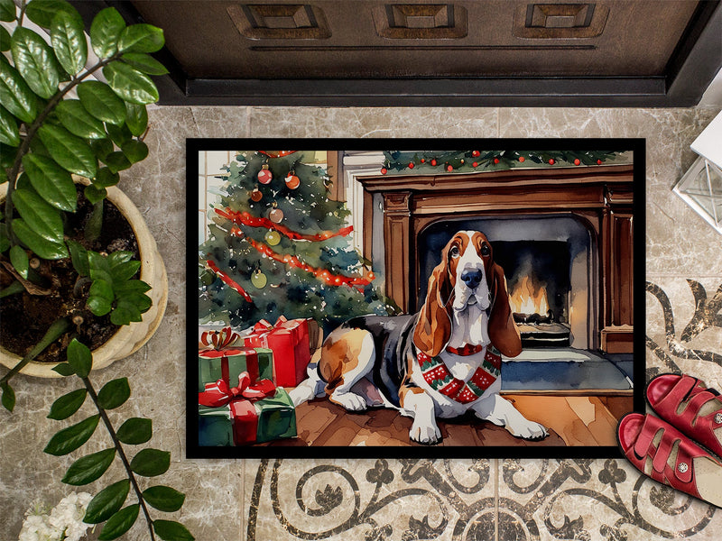 Caroline s Treasures Basset Hound Cozy Christmas Doormat