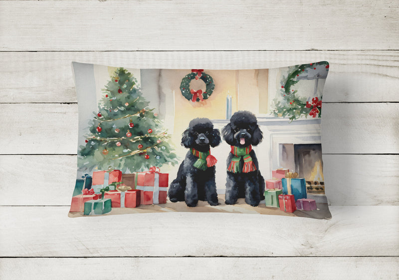 Poodle Cozy Christmas Throw Pillow