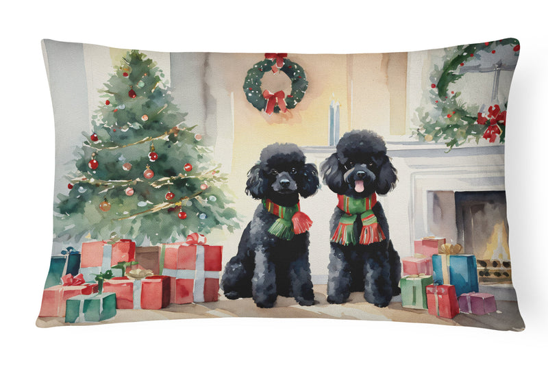 Poodle Cozy Christmas Throw Pillow