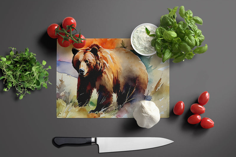 Grizzly Bear Glass Cutting Board Large