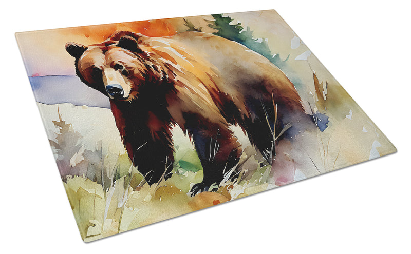 Grizzly Bear Glass Cutting Board Large