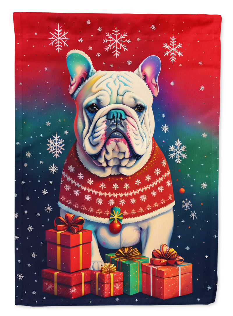 English Bulldog Holiday Christmas House Flag