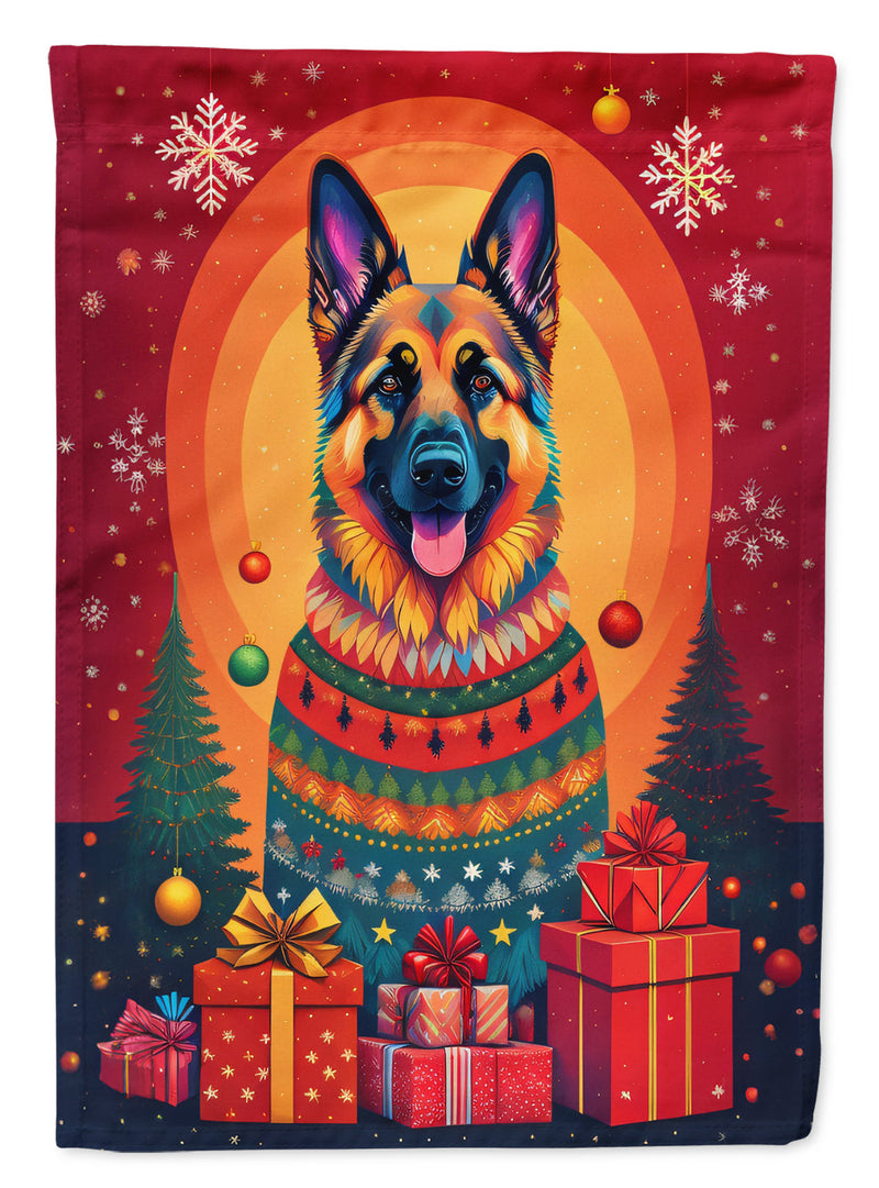 German Shepherd Holiday Christmas House Flag