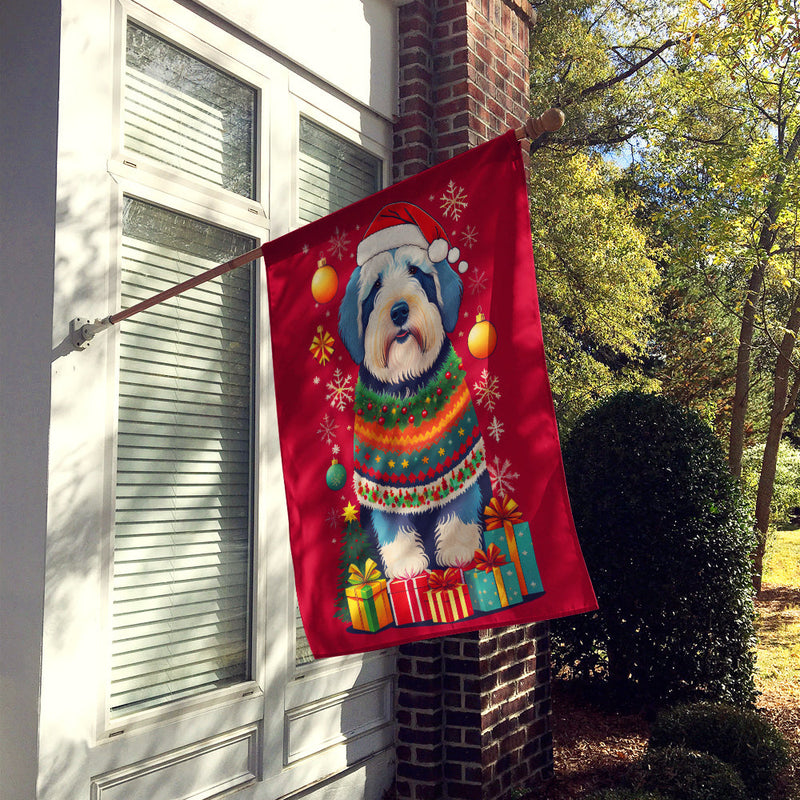 Old English Sheepdog Holiday Christmas House Flag