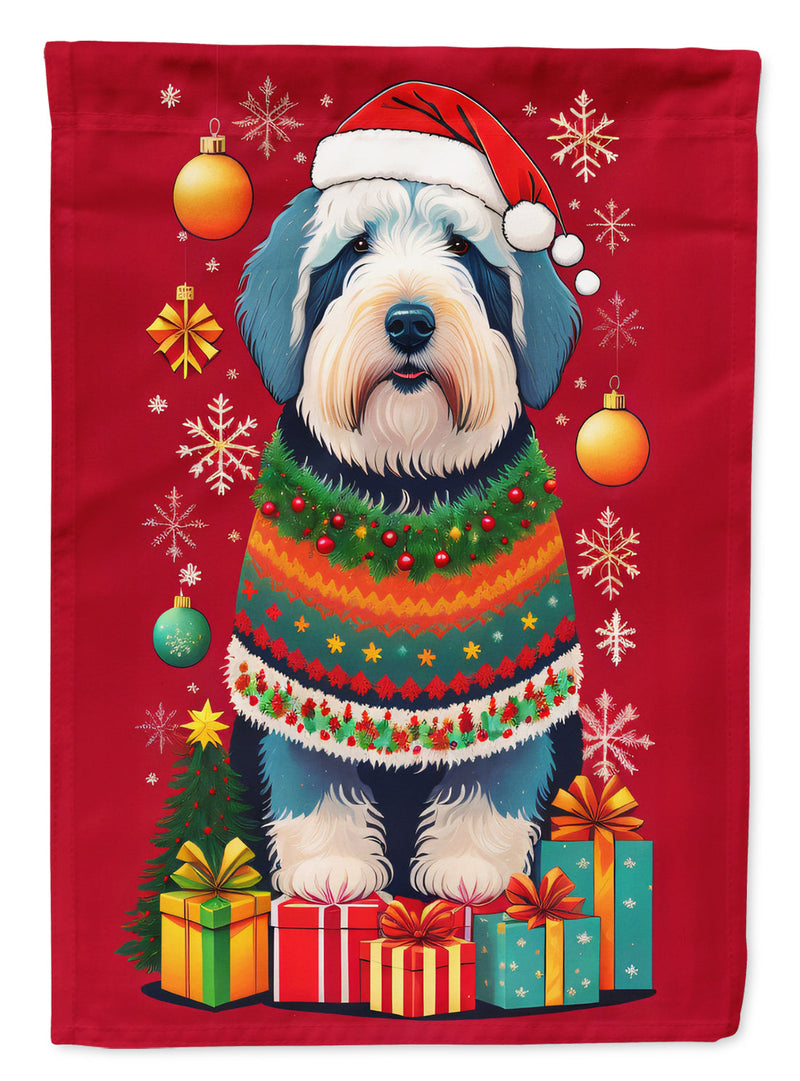 Old English Sheepdog Holiday Christmas House Flag