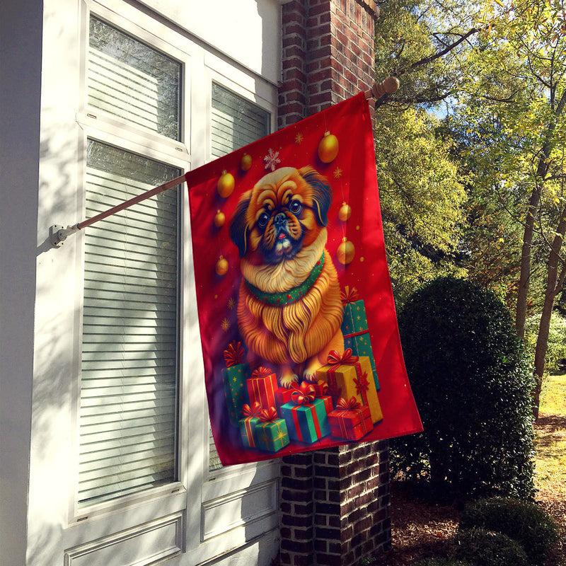 Pekingese Holiday Christmas House Flag