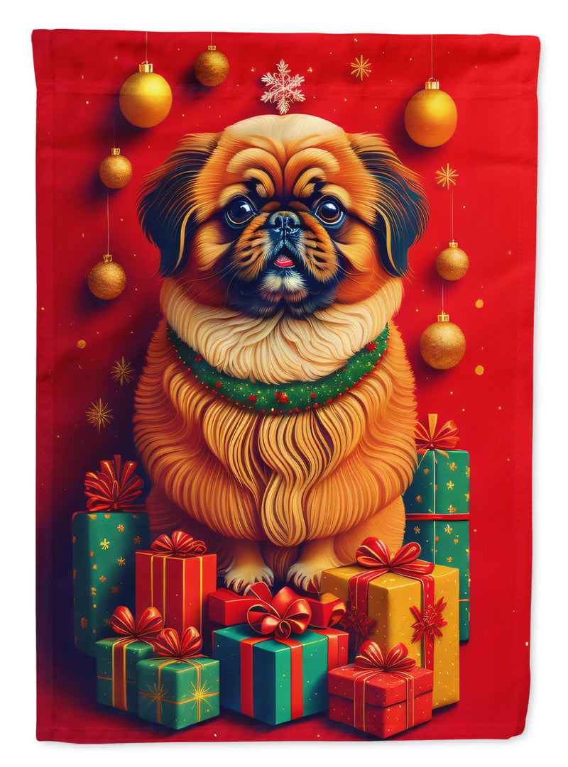 Pekingese Holiday Christmas House Flag