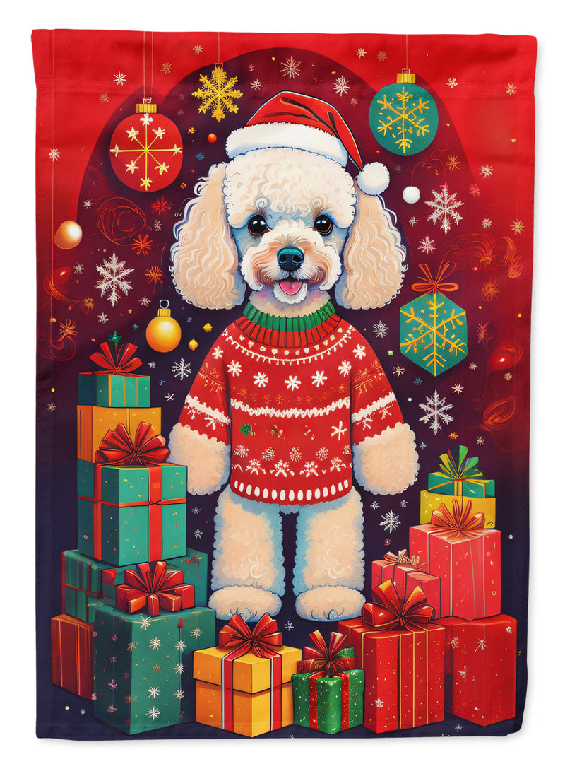 Poodle Holiday Christmas House Flag