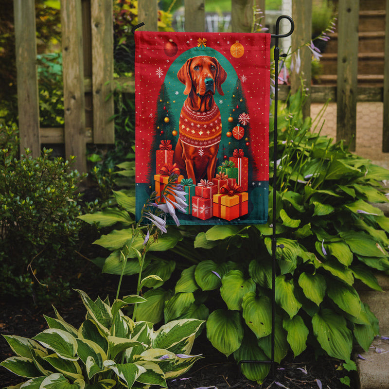 Red Redbone Coonhound Holiday Christmas Garden Flag