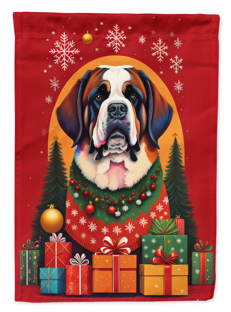 Saint Bernard Holiday Christmas House Flag