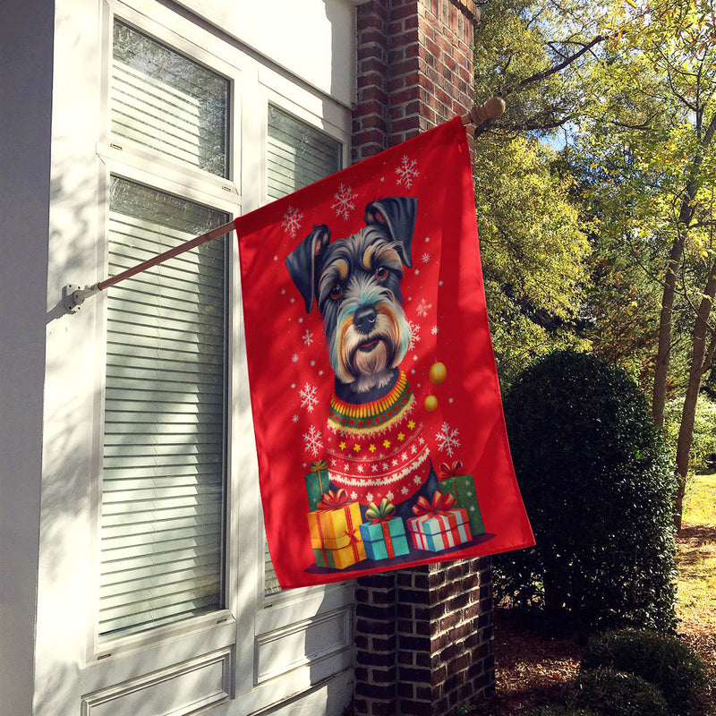 Schnauzer Holiday Christmas House Flag